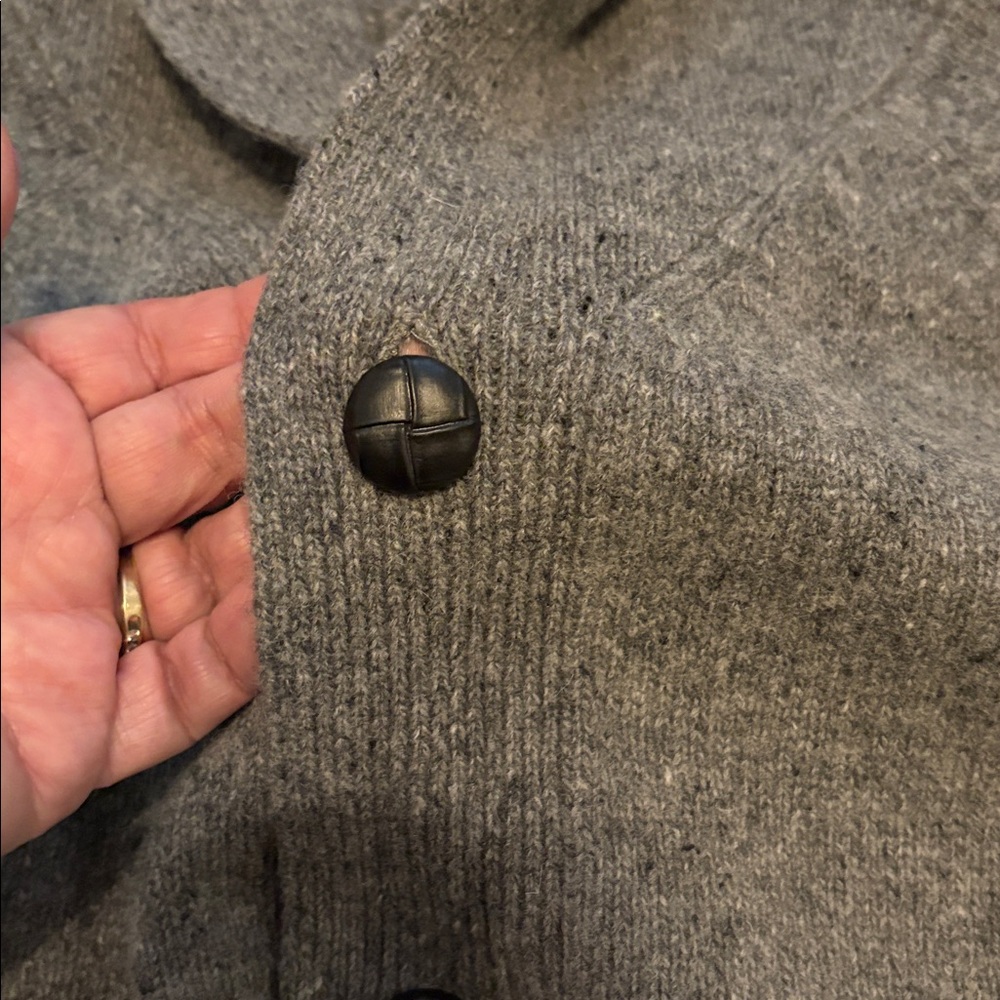J Crew Lambs Wool Cardigan Sweater Shawl Collar Pockets Gray Unisex XL - Picture 4 of 7